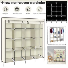 67" Clothes Storage Closet Organizer Wardrobe Rack Shelf Dustproof Home Portable