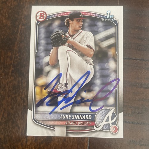 2025 Bowman BP62 Luke Sinnard Prospects Atlanta Braves 1st Bowman AUTO SIGNED IP - Picture 8 of 12