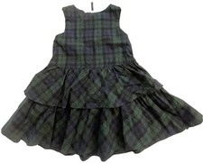 Crewcuts Girls Sz 2 Toddler Plaid Fit  Flare Navy Green Sleeveless Dress A 