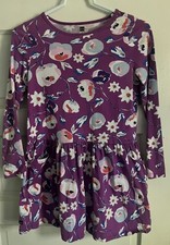 Tea Collection Sweden purple floral cotton knit dress girl size 14