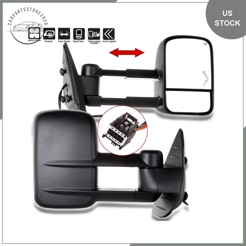 Fits 07-13 Silverado Sierra Pair Set Power Heated Signal View Tow Towing Mirrors