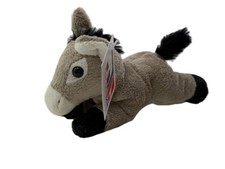 Kuscheltier Esel Plüschtier niedlich liegend Länge  19 cm grau