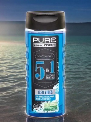 Pure&Basic Men Duschgel Menthol 5 in 1 Für Körper Gesicht Haare Rasur 300 ml