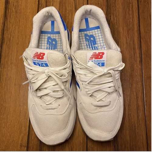 New Balance 574Series Womens 9.5 Sneakers Shoes White Blue Suede Mesh WL574RSB - Picture 3 of 12