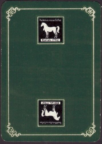 Playing Cards Single Card Old Antique Wide WHITE HORSE CELLAR Advertising WHISKY