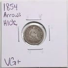 1854 Arrows H10C Seated Liberty Half Dime in VG+ Condition #4506