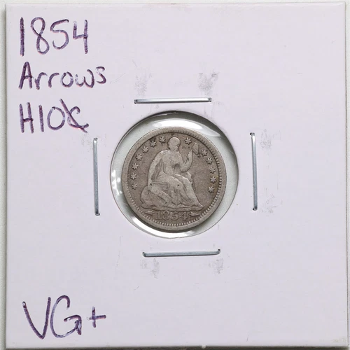1854 Arrows H10C Seated Liberty Half Dime in VG+ Condition #4506