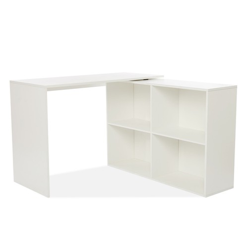 MONDEER White L-shaped Computer Desk Corner PC Table Workstation with 4 Shelves - Picture 10 of 10