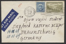 1949 Foreign Destination Cover Windsor ONT to Germany with Receiver