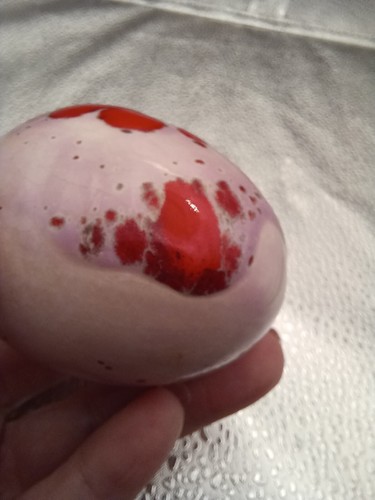 Ceramic vintage egg pink and red glaze - Picture 17 of 20