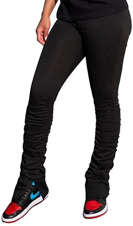 Women's Stacked Leggings Pants Split Hem Flare Stacked Bottom