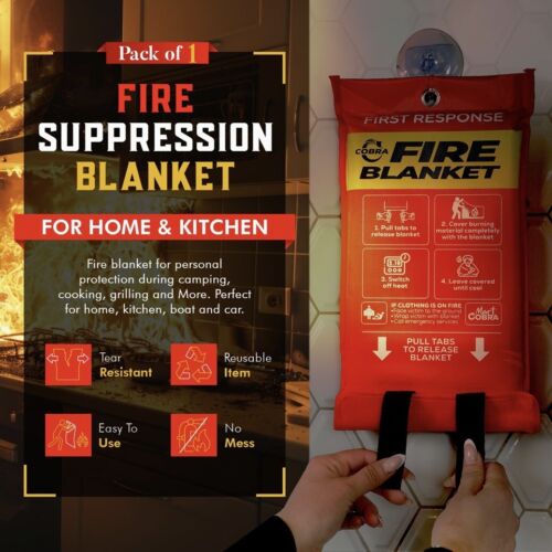 FIRE SAFETY SMOTHERING BLANKET HOME CAMPING BARBECUE GRILL FIRST AID 40 X 40