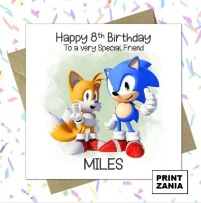 PRINTZANIA Personalised Sonic Tails Brothers Birthday Card Son Grandson Nephew Brother AJM