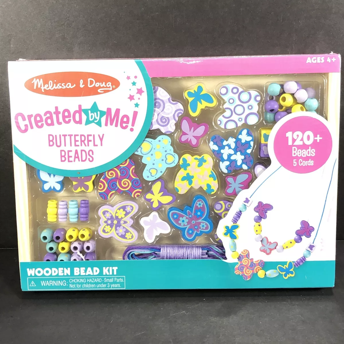 Melissa & Doug Butterfly Friends Bead Set (Arts & Crafts, Handy Wooden  Tray) New