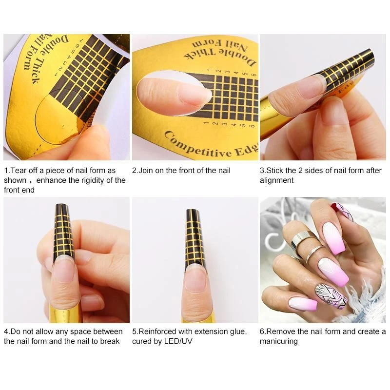 French Nail Form Tips - Nail Extension Guide Mold Manicure Accessories 100/20/10 - image 2 of 4
