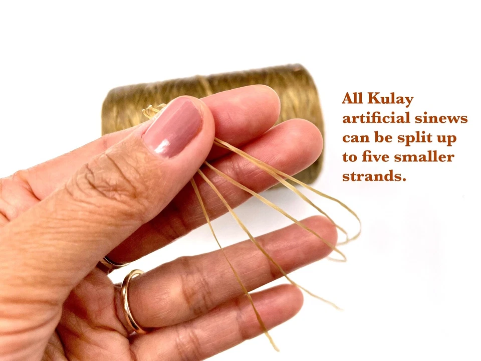 Pack de 4 hilos planos de poliéster encerados con tendones artificiales blancos Kulay Foto 3 de 4