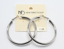 New Directions Large 2.25" Silver Hoop Earrings E1001