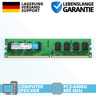 BRAINZAP 4GB DDR2 RAM - PC2-6400U 2Rx8 UDIMM 800 MHz Arbeitsspeicher Intel & AMD