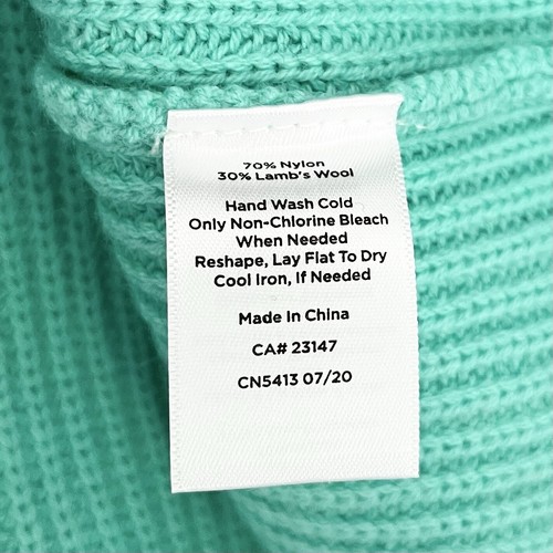 NWT Talbots Lambs Wool Cable Knit High Neck Sweater Teal Blue Green Small Petite - Picture 8 of 8