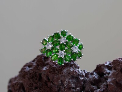 Ring Chromdiopsid & Weißtopas Sterlingsilber
