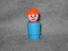 Vintage Fisher-Price Little People Figure Construction Worker Blue Male M2407A.5