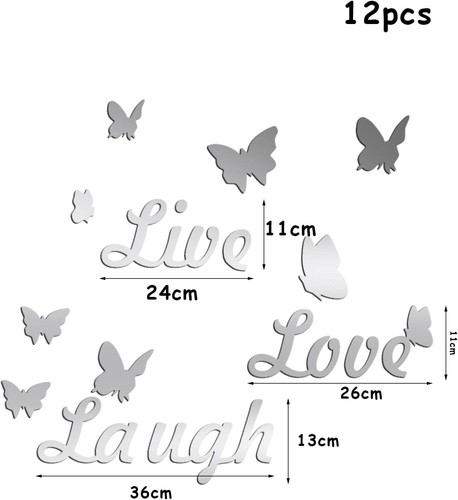 Wall Sticker Live Laugh Love Flower Butterfly Quotes Wall Decals Wall Art Mural. - Picture 18 of 18