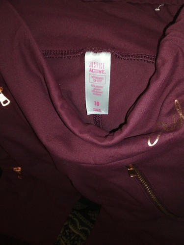 Justice Activewear Burgundy ZIPPERED Girls Size 10 Pants Leggings - Picture 4 of 4