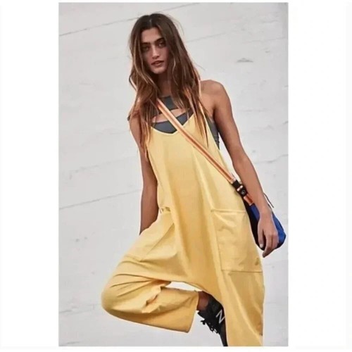 NWT Free People Hot Shot Jumpsuit Sunny Side Gold Yellow Sz XL - Picture 9 of 10