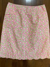 Vintage Lilly Pulitzer pink Pineapple Skirt 4 Scalloped Hem White Label