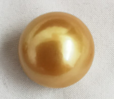 Huge 17mm South Sea Genuine gold near Round Loose Pearl Undrilled Women Jewelry