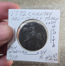 1792 Coventry Half Penny Conder Token Lady Godiva