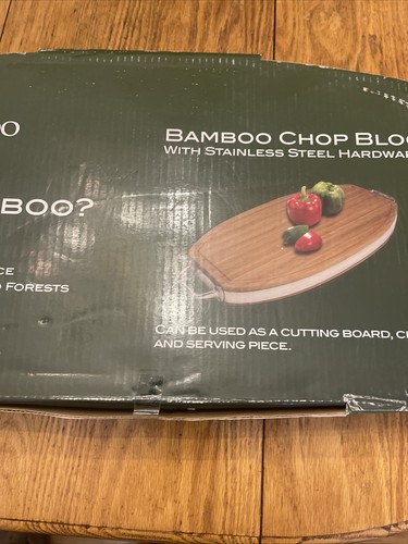 Bamboo Chop Block 22”x12x2” Thick With Stainless Steel Hardware - Picture 7 of 11