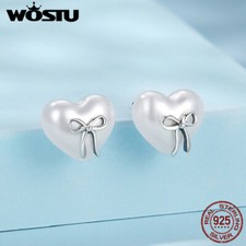 Wostu Bow Stud Earring Women Fashion 925 Silver Cubic Zircon Engagement Jewelry