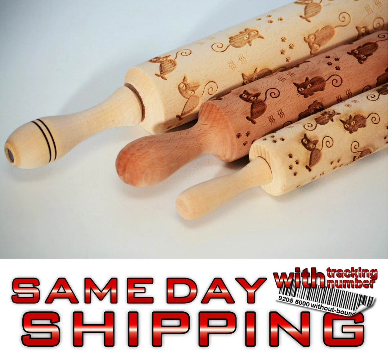Engraved rolling pin wooden ANY PATTERN cat heart horse laser cut embossing pin
Opens in a new windo