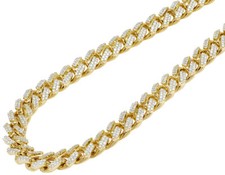 10K Yellow Gold 15 3/4 CT Real Diamond 12MM Miami Cuban Necklace 22"