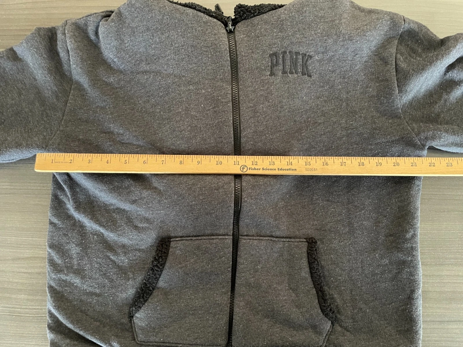 UNDERCOVER Victoria's Secret ROSA Felpa con Cappuccio Foderata Sherpa Full Zip Reversibile Nera Media?