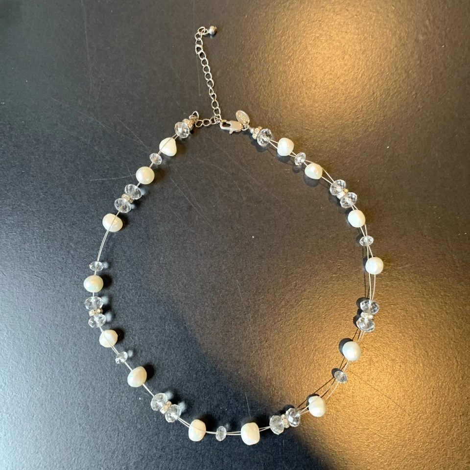 pretty M&S real cultured Baroque Pearl Glass Crystal bead Necklace wedding bride - Image 4 of 4