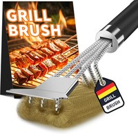 GrillbüRste Messing Edelstahl Grillschaber Extra Langer Griff FüR Gas Holzkohle