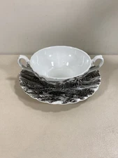 Myott Brown White Royal Mail Cream Soup Bowl with Under Plate