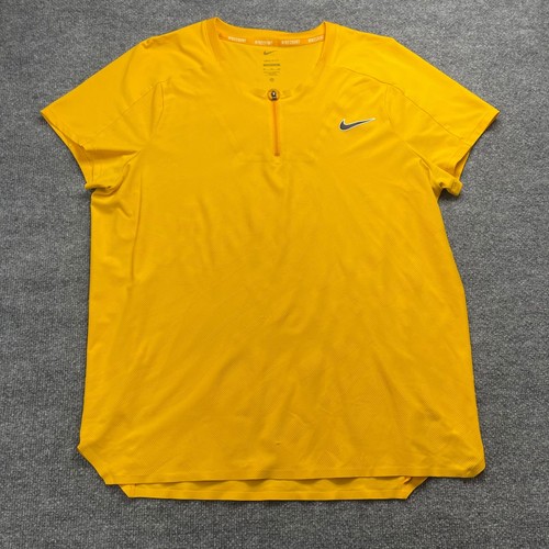 Nike Court Dri-FIT ADV Breath Slam Mens Tennis Polo Yellow 1/4 Zip Slim Fit XL