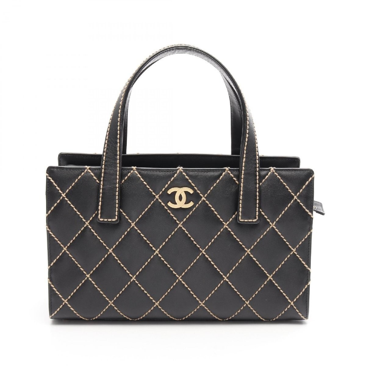 Chanel Wild Stitch Leather Tote Bag 274053 in Black