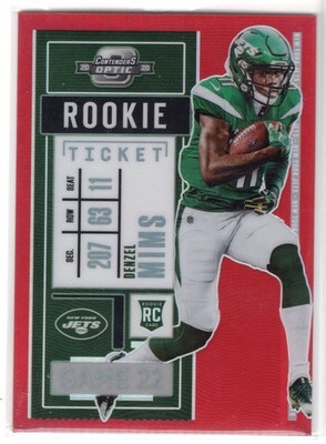 2020 Panini Contenders Optic #71 Denzel Mims Red RC /125 Jets