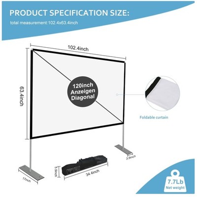 Travel-Friendly 120'' Rear Front Projection Screen