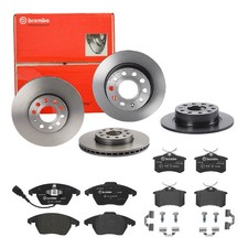 Brembo | Bremsscheiben Coated + Beläge Vorne + Hinten für VW Golf 5 Golf Plus