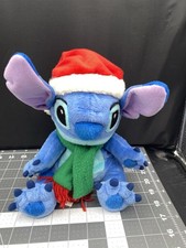 Disney Stitch Christmas Singing Dancing Plush Deck the Halls Santa Hat Scarf