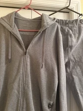 MARK WELDON HEAVY SWEATSUIT GRAY HOODED JACKET  SZ XL  PANTS SZ L-27"