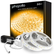LED Strip Lights Warm White 50ft Dimmable Flexible 3000k 900 LEDs Bedroom Kitche