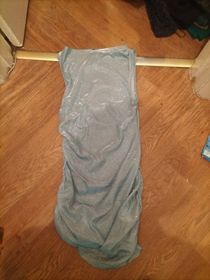 Damenkleid Apfelwein Größe M Aqua Glitzer ärmellos gerafft