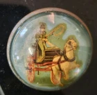Vintage Horse Bridle Glass Domed Brass Rosette Brooch  Pin Equestrian