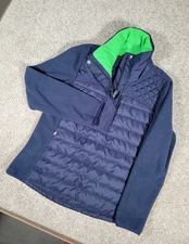 LRL Ralph Lauren Active Jacket Quilted Fleece Full Zip Womens Large Blue Mock